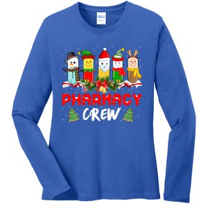 Pills Snow Reindeer Santa Claus Pharmacy Crew Christmas Gift Ladies Long Sleeve Shirt