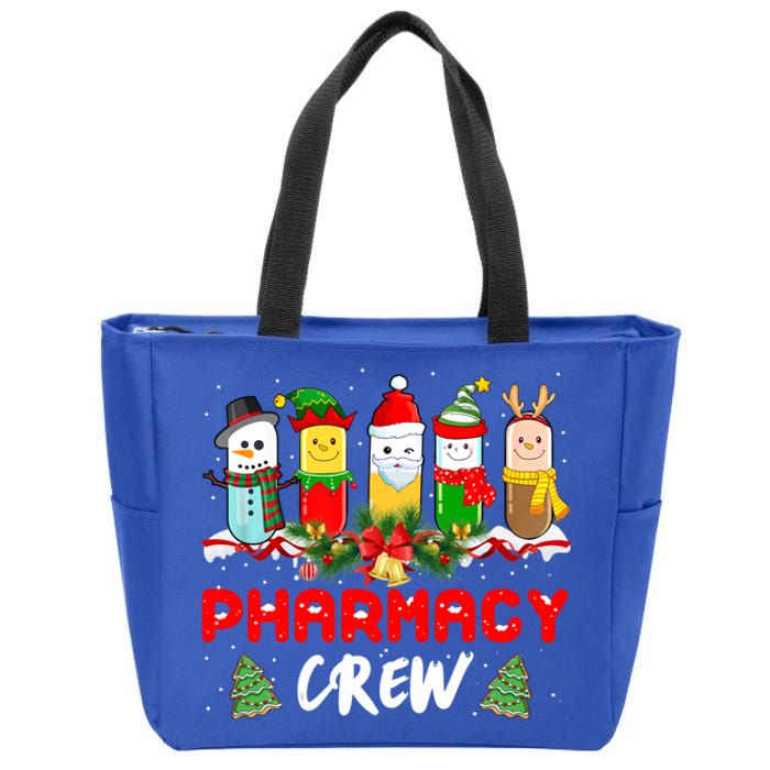 Pills Snow Reindeer Santa Claus Pharmacy Crew Christmas Gift Zip Tote Bag