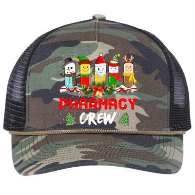 Pills Snow Reindeer Santa Claus Pharmacy Crew Christmas Gift Retro Rope Trucker Hat Cap