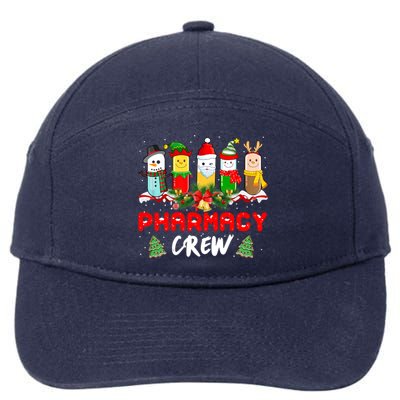 Pills Snow Reindeer Santa Claus Pharmacy Crew Christmas Gift 7-Panel Snapback Hat