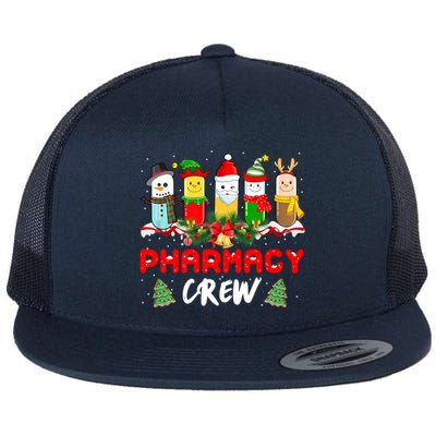 Pills Snow Reindeer Santa Claus Pharmacy Crew Christmas Gift Flat Bill Trucker Hat