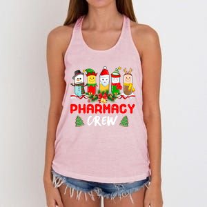 Pills Snow Reindeer Santa Claus Pharmacy Crew Christmas Gift Women's Knotted Racerback Tank