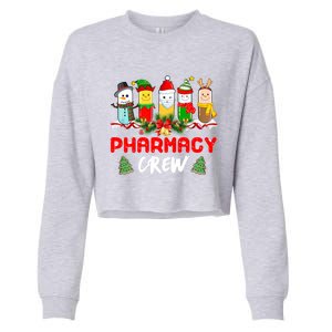 Pills Snow Reindeer Santa Claus Pharmacy Crew Christmas Gift Cropped Pullover Crew