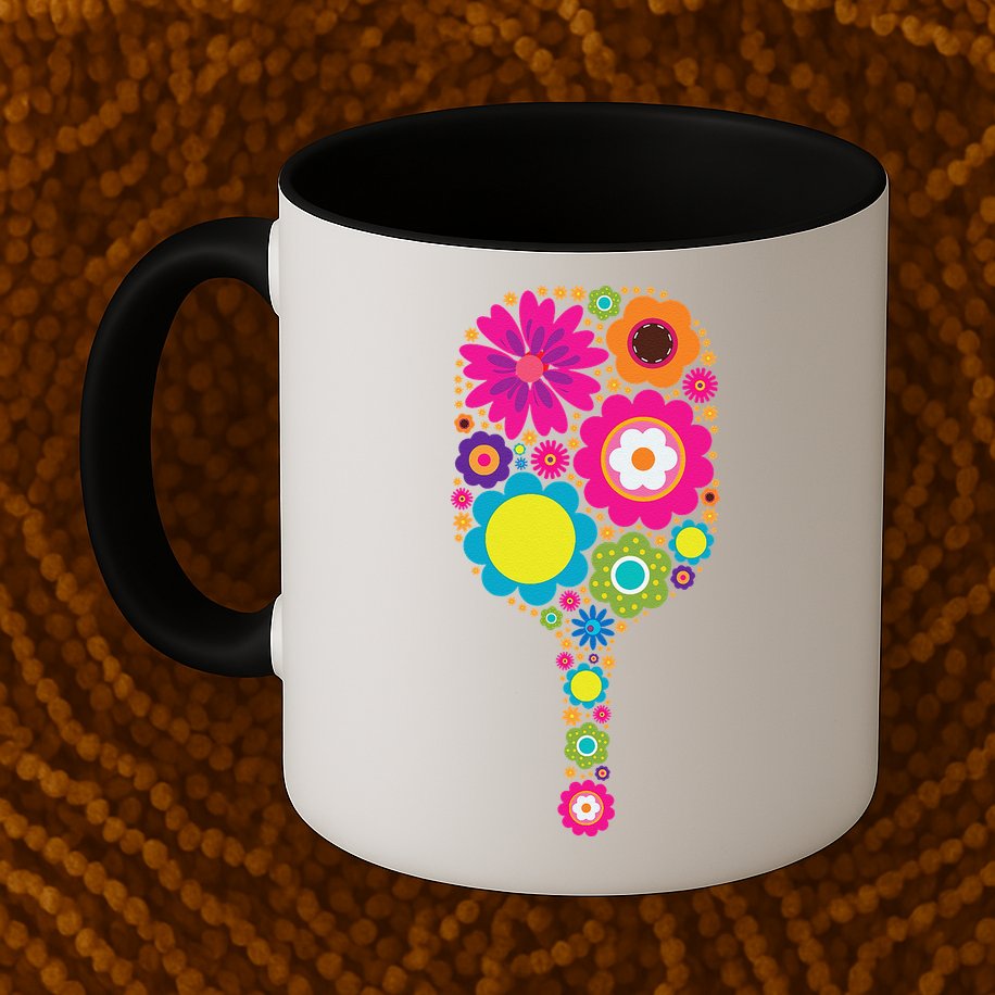Pickleball Sports Racquet Racket Paddle Flowers Mug