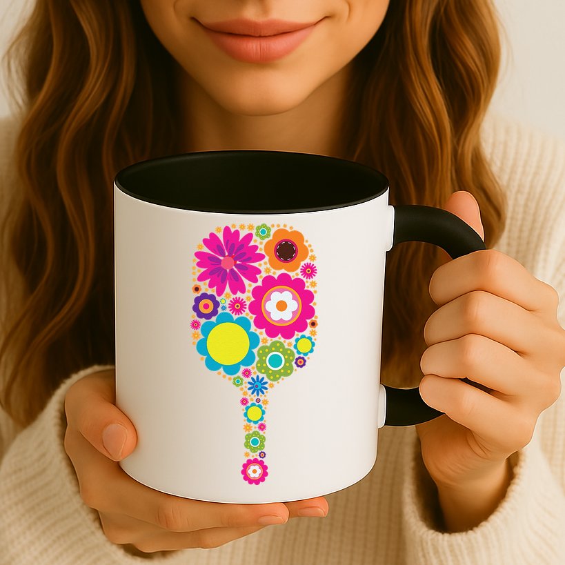 Pickleball Sports Racquet Racket Paddle Flowers Mug