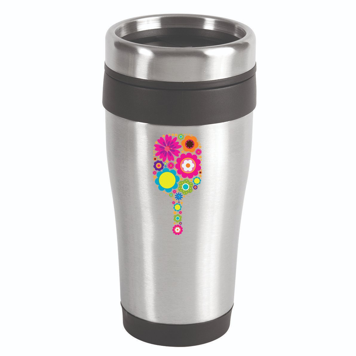 Pickleball Sports Racquet Racket Paddle Flowers 16oz Travel Tumbler