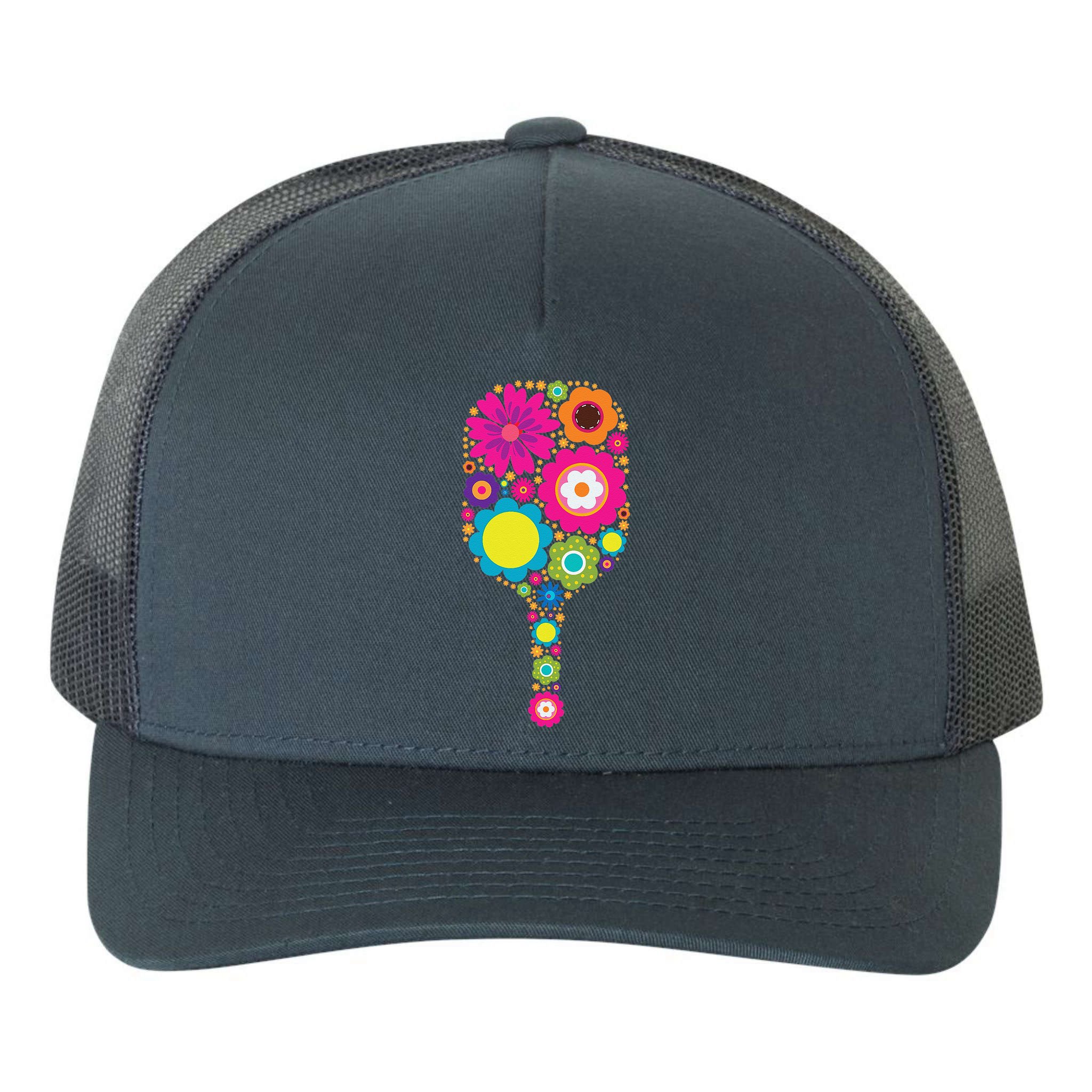 Pickleball Sports Racquet Racket Paddle Flowers Yupoong Adult 5-Panel Trucker Hat