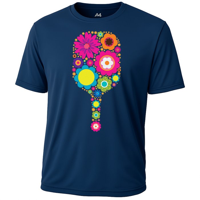 Pickleball Sports Racquet Racket Paddle Flowers Cooling Performance Crew T-Shirt