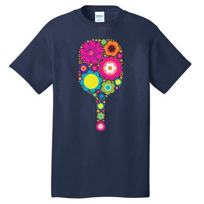 Pickleball Sports Racquet Racket Paddle Flowers Tall T-Shirt