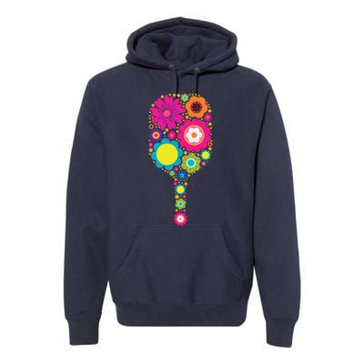 Pickleball Sports Racquet Racket Paddle Flowers Premium Hoodie