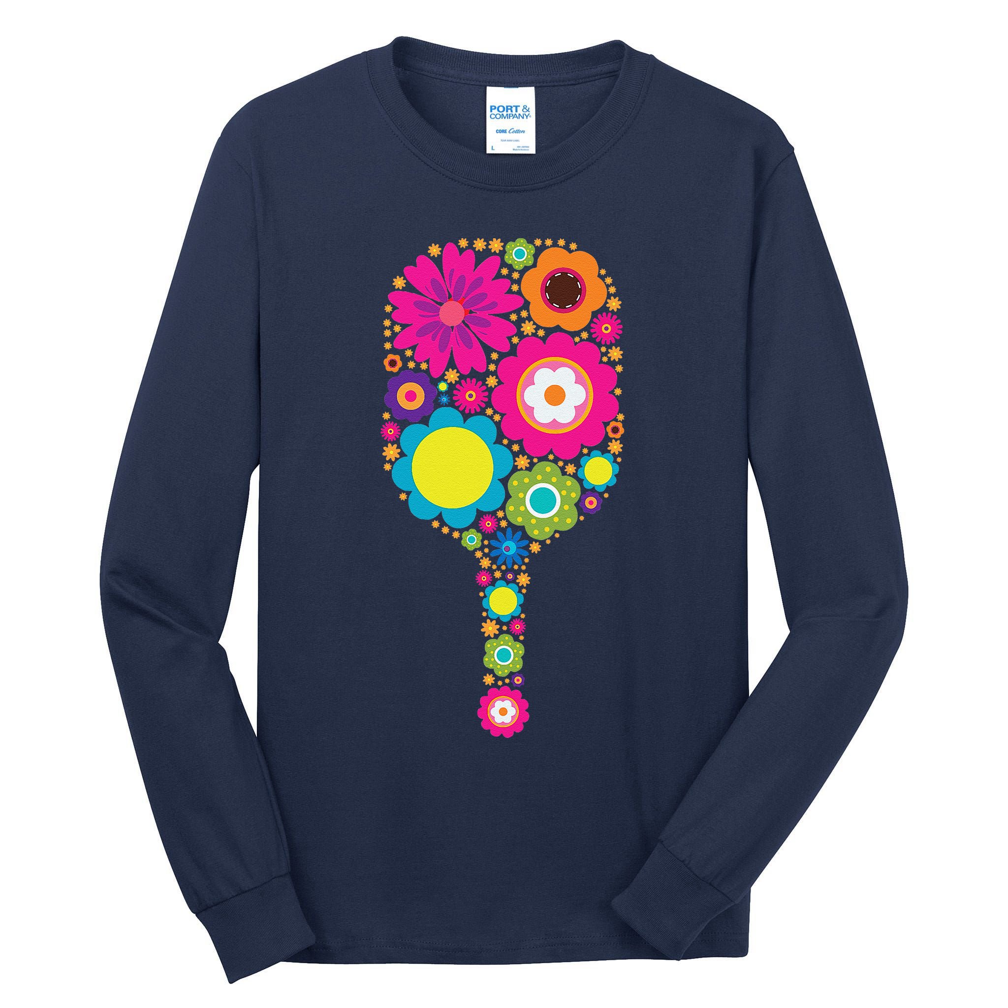 Pickleball Sports Racquet Racket Paddle Flowers Tall Long Sleeve T-Shirt