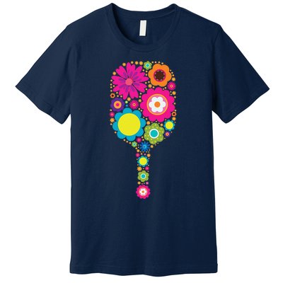 Pickleball Sports Racquet Racket Paddle Flowers Premium T-Shirt