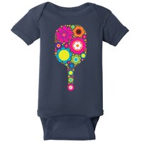 Pickleball Sports Racquet Racket Paddle Flowers Baby Bodysuit