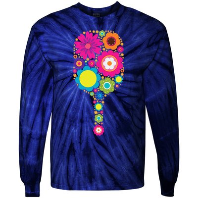 Pickleball Sports Racquet Racket Paddle Flowers Tie-Dye Long Sleeve Shirt