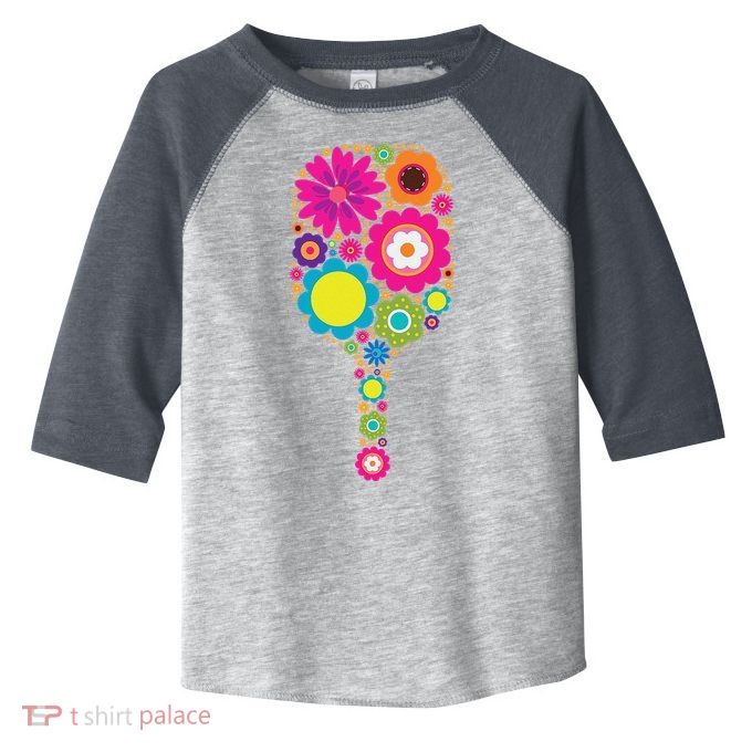 Pickleball Sports Racquet Racket Paddle Flowers Toddler Fine Jersey T-Shirt