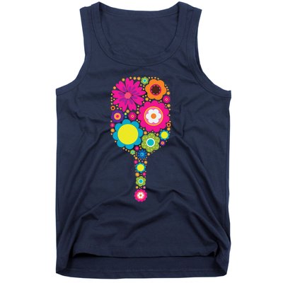 Pickleball Sports Racquet Racket Paddle Flowers Tank Top