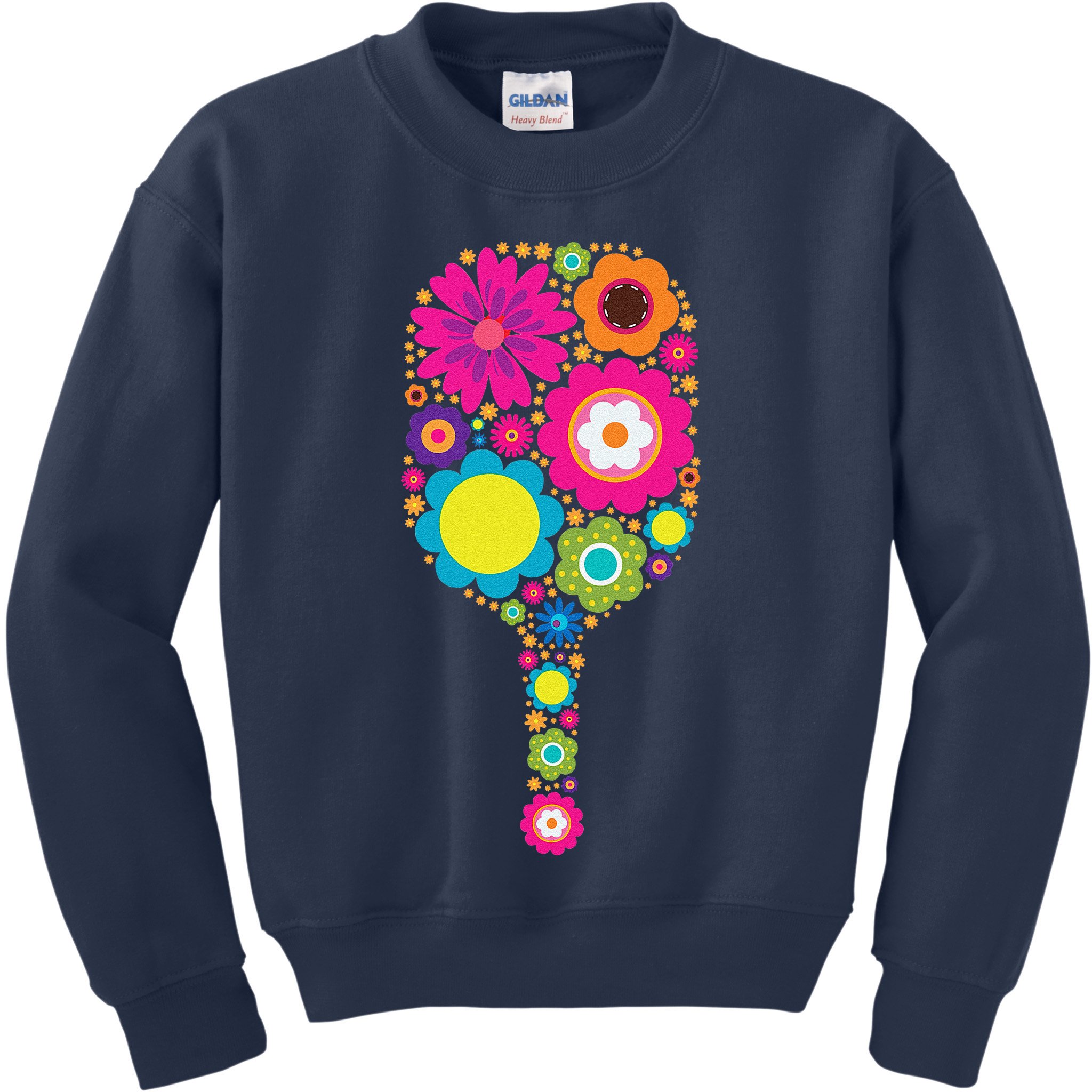 Pickleball Sports Racquet Racket Paddle Flowers Kids Sweatshirt