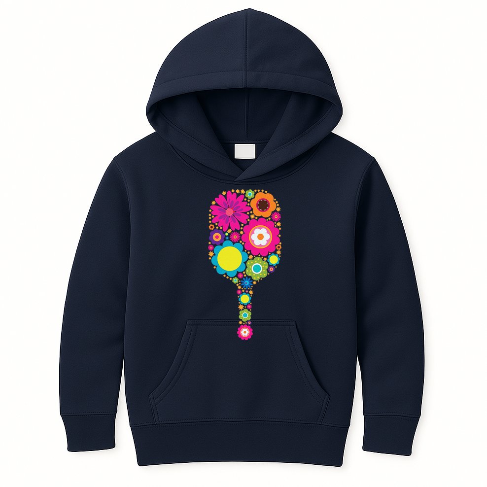 Pickleball Sports Racquet Racket Paddle Flowers Kids Hoodie
