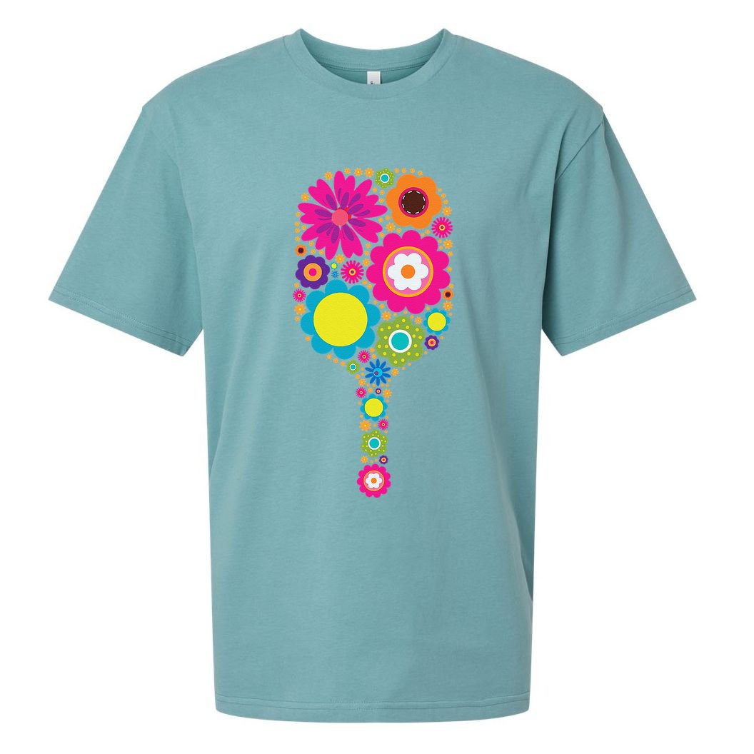 Pickleball Sports Racquet Racket Paddle Flowers Sueded Cloud Jersey T-Shirt