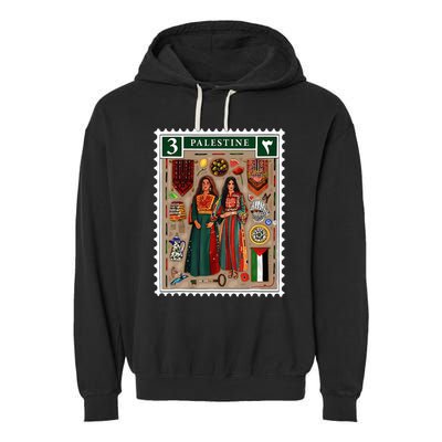 Palestine Stamp Retro Palestine Women Palestinian Flag Gaza Garment-Dyed Fleece Hoodie