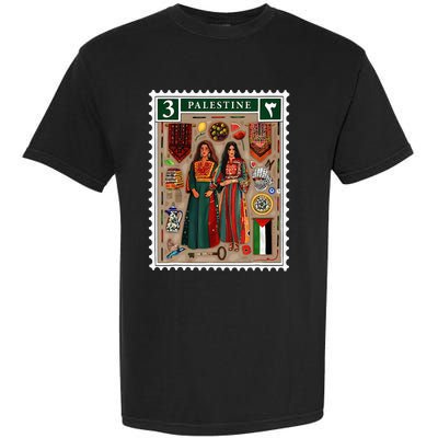 Palestine Stamp Retro Palestine Women Palestinian Flag Gaza Garment-Dyed Heavyweight T-Shirt