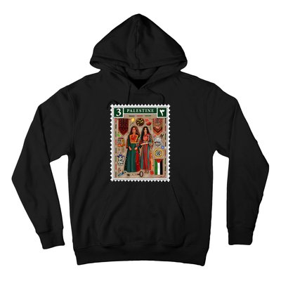 Palestine Stamp Retro Palestine Women Palestinian Flag Gaza Hoodie