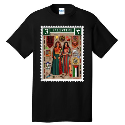 Palestine Stamp Retro Palestine Women Palestinian Flag Gaza Tall T-Shirt