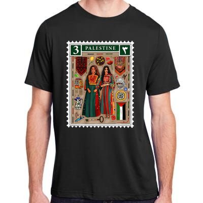 Palestine Stamp Retro Palestine Women Palestinian Flag Gaza Adult ChromaSoft Performance T-Shirt