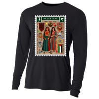 Palestine Stamp Retro Palestine Women Palestinian Flag Gaza Cooling Performance Long Sleeve Crew