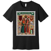 Palestine Stamp Retro Palestine Women Palestinian Flag Gaza Premium T-Shirt