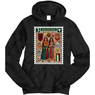 Palestine Stamp Retro Palestine Women Palestinian Flag Gaza Tie Dye Hoodie