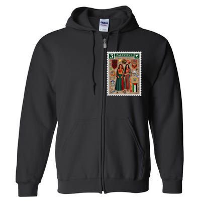 Palestine Stamp Retro Palestine Women Palestinian Flag Gaza Full Zip Hoodie