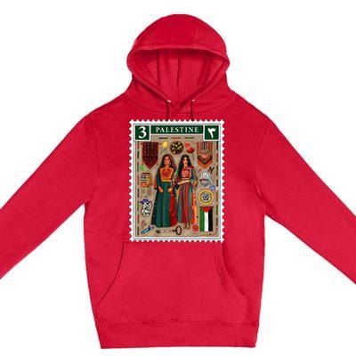 Palestine Stamp Retro Palestine Women Palestinian Flag Gaza Premium Pullover Hoodie