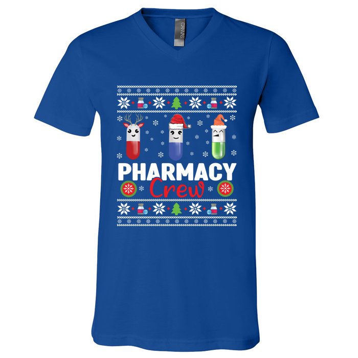 Pills Snow Reindeer Santa Claus Xmas Pharmacy Crew Meaningful Gift V-Neck T-Shirt