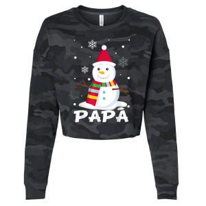 Papa Snowman Santa Funny Christmas Matching Family Gifts Cropped Pullover Crew