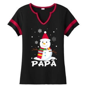 Papa Snowman Santa Funny Christmas Matching Family Gifts Ladies Halftime Notch Neck Tee