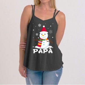 Papa Snowman Santa Funny Christmas Matching Family Gifts Women's Strappy Tank