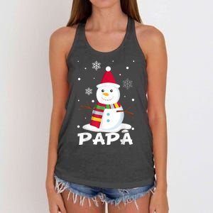 Papa Snowman Santa Funny Christmas Matching Family Gifts Women's Knotted Racerback Tank