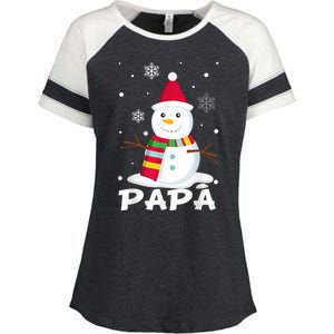 Papa Snowman Santa Funny Christmas Matching Family Gifts Enza Ladies Jersey Colorblock Tee