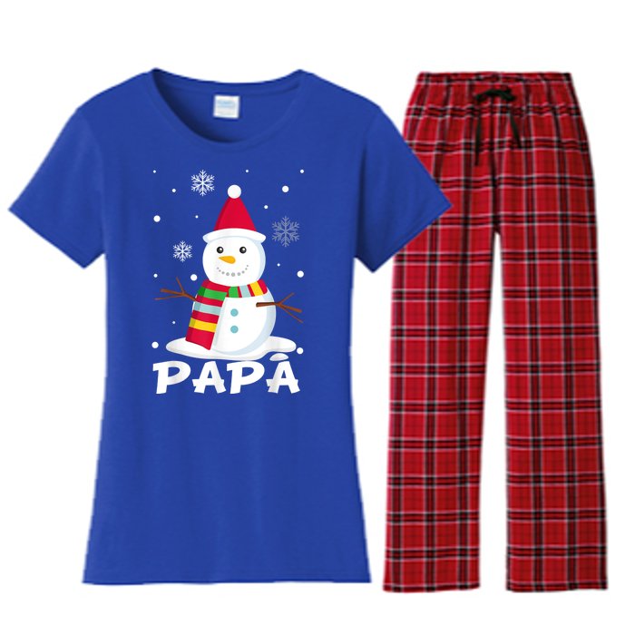 Papa Snowman Santa Funny Christmas Matching Family Gifts Women's Flannel Pajama Set