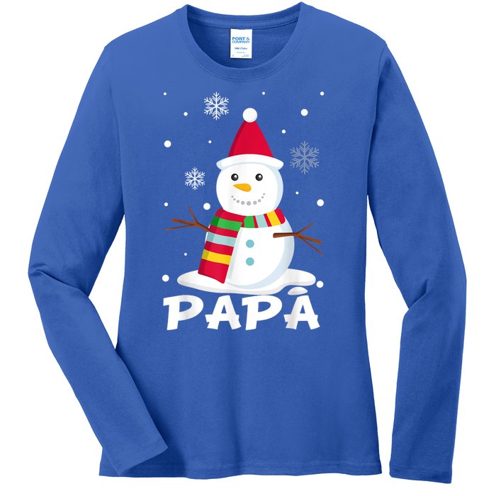 Papa Snowman Santa Funny Christmas Matching Family Gifts Ladies Long Sleeve Shirt