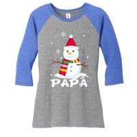 Papa Snowman Santa Funny Christmas Matching Family Gifts Women's Tri-Blend 3/4-Sleeve Raglan Shirt