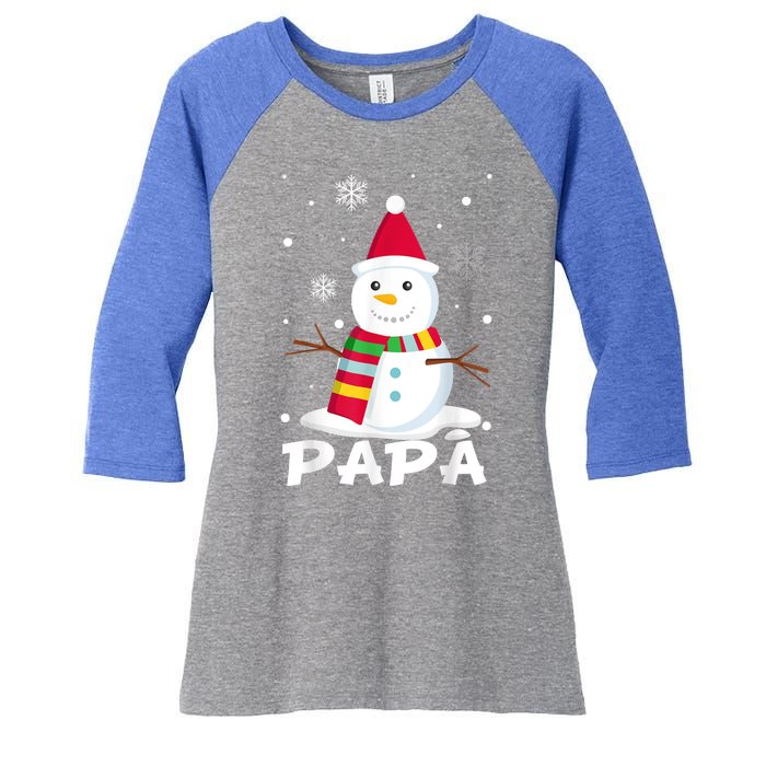 Papa Snowman Santa Funny Christmas Matching Family Gifts Women's Tri-Blend 3/4-Sleeve Raglan Shirt