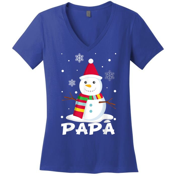 Papa Snowman Santa Funny Christmas Matching Family Gifts Women's V-Neck T-Shirt