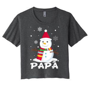 Papa Snowman Santa Funny Christmas Matching Family Gifts Women's Crop Top Tee