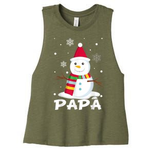 Papa Snowman Santa Funny Christmas Matching Family Gifts Women's Racerback Cropped Tank