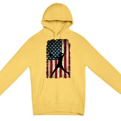 Pitcher Softball Stuff Usa Flag Cute Gift Softballism Gift Premium Pullover Hoodie