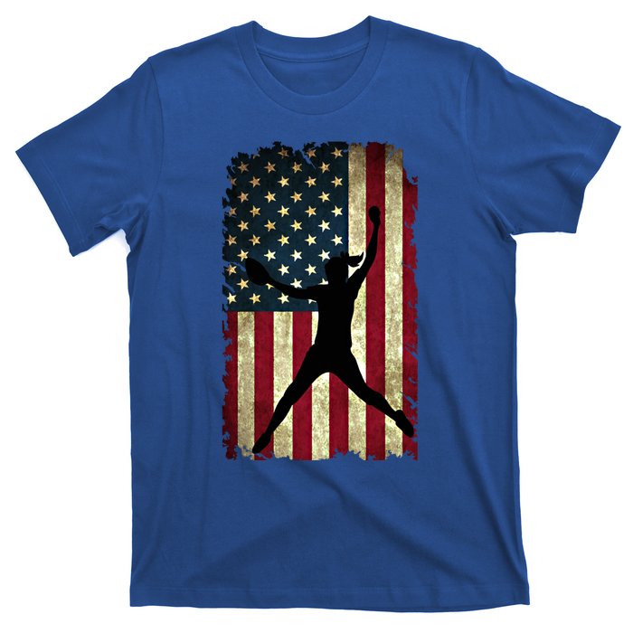 Pitcher Softball Stuff Usa Flag Cute Gift Softballism Gift T-Shirt