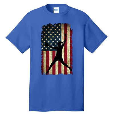 Pitcher Softball Stuff Usa Flag Cute Gift Softballism Gift Tall T-Shirt