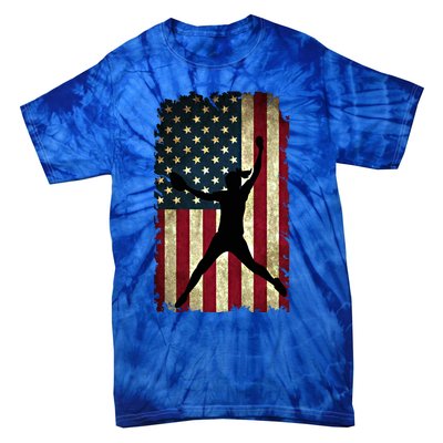 Pitcher Softball Stuff Usa Flag Cute Gift Softballism Gift Tie-Dye T-Shirt